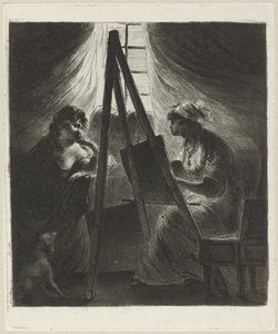 Žena malířka ve stojanu