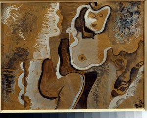 Abstraktní kompozice - dílo Vladimira Davidoviče Baranova Rossine (Baranov-Rossine) (Wladimir Daniel Baranoff Rossine (Baranoff-Rossine) (1888-1944), kvaš na kartonu (24x31 cm), cca 1913 - Abstraktní kompozice, kvaš na kartonu od Vladimir Davi