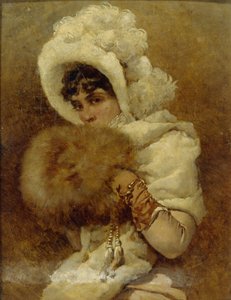 Dívka s rukávníkem, 1884 od Vladimir Egorovic Makovsky