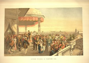 Veřejné slavnosti po korunovaci císaře Alexandra III. na poli Chodynka z Koru od Vladimir Egorovic Makovsky
