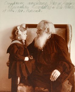 Ruský autor Leo Tolstoy se svou vnučkou Tatianou, Yasnaya Polyana, Rusko, c1910. od Vladimir Grigorievich Chertkov