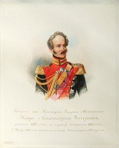 Portrét generála Petra Alexandroviče Čičerina (Z alba císařské koňské gardy) - Hau (Gau), Vladimír Ivanovič (1816-1895) - 1846-1849 - Akvarel na papíře - Institut ruské literatury IRLI (Puškinův dům), sv. Petrohrad od Vladimir Ivanovich Hau