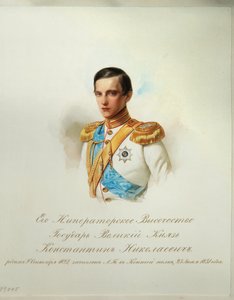 Portrét ruského velkovévody Konstantina Nikolajeviče (1827-1892) (Z alba císařské koňské gardy) - Hau (Gau), Vladimir Ivanovič (1816-1895) - 1846-1849 - Akvarel na papíře - Institut ruské literatury IRLI (Puškinův dům), Svatý Petr od Vladimir Ivanovich Hau