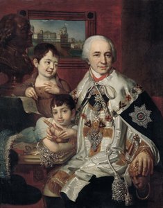 Portrét admirála hraběte Grigory Grigoryevich Kushelev 1754-1833 s dětmi, 1801