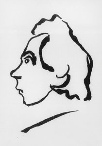 Portrét Viktora Vladimiroviče Chlebnikova, známějšího pod pseudonymem Velimir Chlebnikov (1885-1922) (kresba) od Vladimir Vladimirovic Majakovskij
