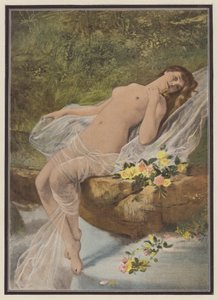 Žena s květinami (barva litho)