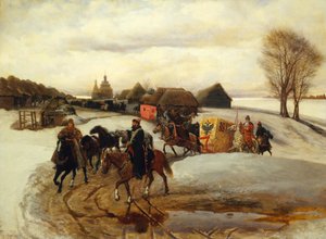 Jarní pouť carevny v době cara Alexise I. Michajloviče, 1868 od Vyacheslav Grigoryevich Schwarz