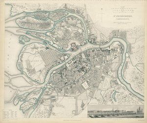 Mapa Petrohradu, 1834 od W.B. Clarke