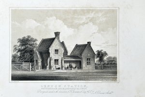 Lenton Station, Nottingham and Mansfield Railway, c.1848 (tónovaná litografie na papíře)