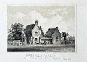 Lenton Station, Nottingham and Mansfield Railway c1848 (tónovaná litografie na papíře)