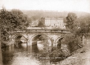 Chatsworth House a most přes řeku Derwent, Derbyshire, 1853 od WR and S