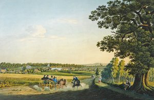 Pohled na Alt Haldensleben vyrytý Carlem Augustem Richterem (1770-1848) (rytina akvarelem) od W. (after) Behrendsen
