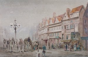 Pohled na východ podél jižní strany Holborn a Stable Inn, Londýn, 1860. od W Allen