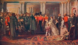 Královna Viktorie předává medaile gardám po krymské válce, 1856 1906 od W Bunney