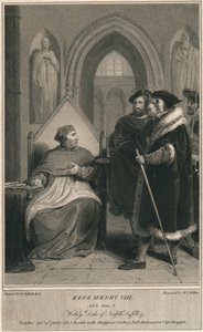Král Jindřich VIII. 3. dějství. Scéna 2. Wolsey, vévoda z Norfolku, Suffolk & c, 1796. od W. C. Wilson
