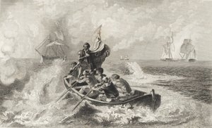 Bitva u jezera Erie (litho) od John Ward Dunsmore