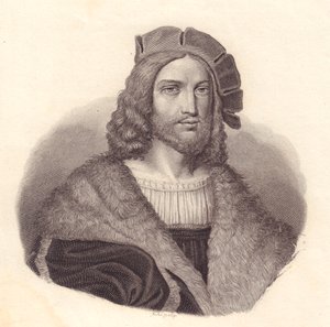 Portrét italského básníka Antonia Tebaldea (1463-1537), mědirytina z malby od Raphaela