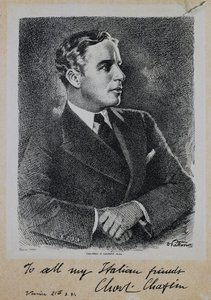 Portrét Sira Charlese Spencera Chaplina (1889-1977), anglického herce a režiséra od John Ward Dunsmore