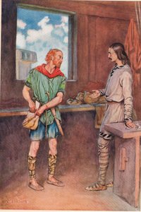 Námořník dává Horatiovi dopis od Hamleta, z „Hamleta“ od Williama Shakespeara, vydání vydané nakladatelstvím Hodder und Stoughton v roce 1915