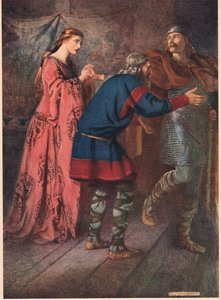 Laertes se loučí se svou sestrou Ofélií z „Hamleta“ od Williama Shakespeara, vydání vydané nakladatelstvím Hodder und Stoughton v roce 1915