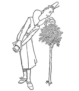 Všechny starosti a smutky byly zapomenuty tím, kdo vdechoval jeho vůni, c1930 od William Heath Robinson