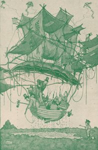 Poměrně raný typ vodního letadla na zkušebním letu z Hampstead Ponds, c1918 1919 od William Heath Robinson