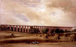 Welwyn viadukt, cca 1850 (akvarel na papíře) od W. Humber