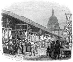 Newgate Market, na Štědrý den, 1845. od W. J. Linton