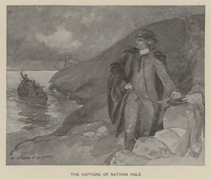 Zajetí Nathana Halea (litho) od W. P. Snyder