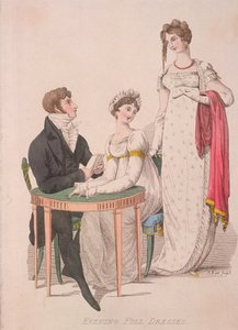 Dvě ženy a muž v celovečerních šatech, c1810