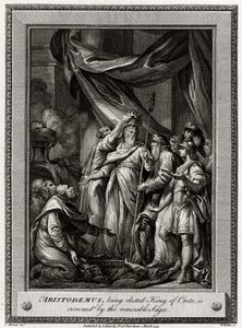 Aristodemus, zvolen králem Kréty, je korunován ctihodnými mudrci, 1777