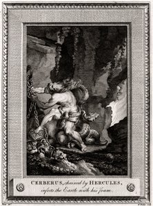 Cerberus, spoutaný Herkulem, infikuje Zemi svou pěnou, 1774