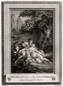 Procris Zabit šípem, který Cephalus proletěl houštím, 1775