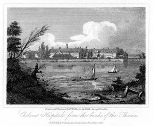 Chelsea Hospital, z Banks of the Thames, Londýn, 1816. od W. Wallis