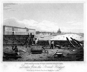 Londýn z Strand Bridge, 1816.