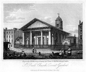 Kostel St Pauls, Covent Garden, Westminster, Londýn, 1817.