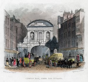 Temple Bar, z Strand, Londýn, 1829.