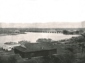 Řeka Min a Velký most, Foochow, Čína, 1895. od W and S Ltd