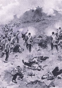 Assault on the Redan, ilustrace z britských bitev na souši a moři, 1915 od Wal Paget
