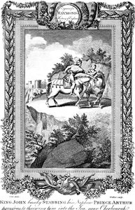 Král Jan 1167-1216 pobodal svého synovce prince Artuše, 19. století.