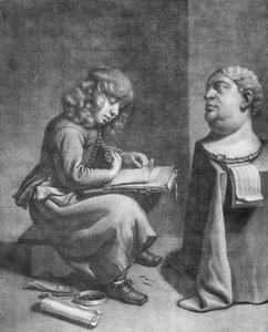 Chlapec kreslící bustu římského císaře Vitellia, ca. 1665-75.