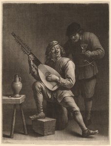 Loutnista a piják od Wallerant Vaillant after David Teniers the Younger