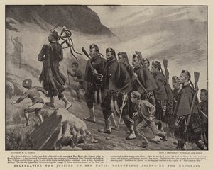 Oslava jubilea na Ben Nevis, dobrovolníci vystupují na horu od Walter Charles Horsley