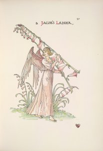 Jakubův žebřík. Anděl držící žebřík vyrobený z rostlin od Walter Crane