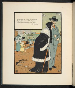Muž s matkou na pláži. od Walter Crane