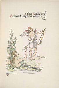 Anděl drží šíp a dámu v řece nebo jezeru od Walter Crane