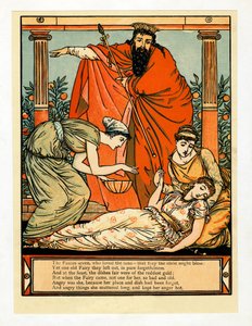 A upadá do smrtelného spánku, z hospody The Blue Beard Picture Book. 1879. od Walter Crane