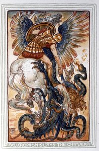Bellerophon zabíjí Chimaeru, c. 1900 (ilustrace) od Walter Crane