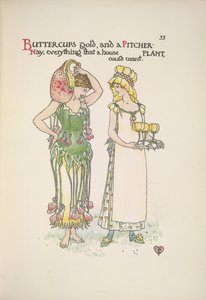 Pryskyřníky zlato a džbán rostlina. Dvě mladé ženy od Walter Crane