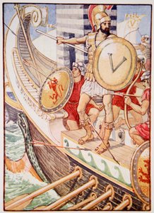 Stal se terčem každého šípu, ilustrace z Příběhu Řecka od Mary Macgregorové od Walter Crane